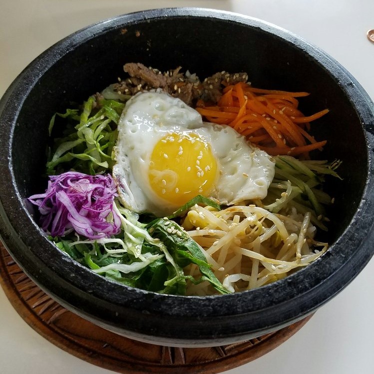 Bibimbap in a stone bowl